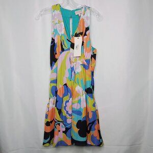 NWT CIEBON MAJA MINI PLEATED LINED MULTI FLORAL DRESS SIZE M